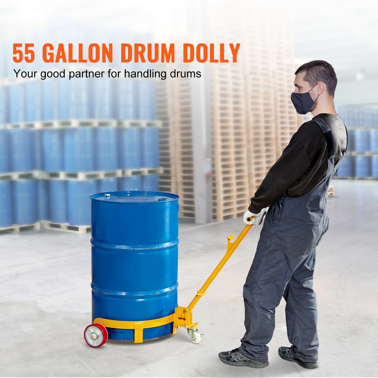 Heavy Duty Steel 55 Gallon Drum Dolly With Adjustable Handle_voghion.com